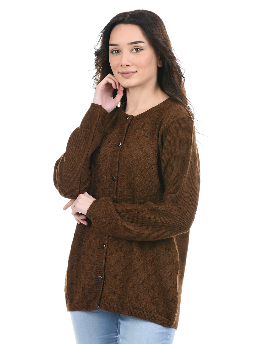 American Eye Women Casual Wear Brown Sweater